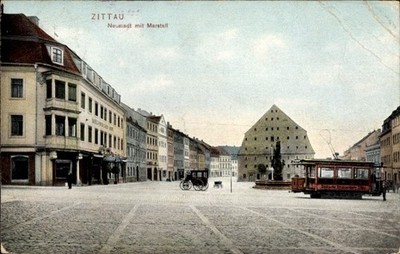 Ak Zittau in der Oberlausitz, Neustadt m. Marstall, Straßenbahn,... - 4671851