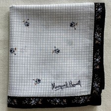 VTG Handkerchief Cotton Grid Check Tiny Floral Black Border Pocket Square 18" P