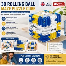 3D Rolling Ball Maze Puzzle Cube Brain Teaser Logic Game Kids Adults UK
