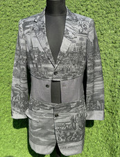 Comme des Garcons Homme Plus Architectural Print Long Blazer Jacket Size M