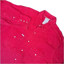 Carhartt Mens Red Western Pearl Snap Shirt SU000 Cotton Made in USA 17 x 36