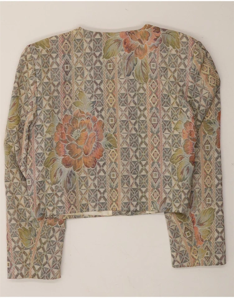 BONITA Womens Crop 3 Button Blazer Jacket UK 16 Large Beige Floral CX10 - Image 2 of 3