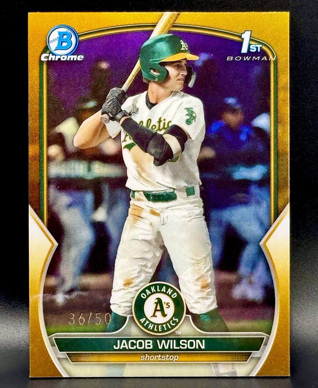 2023 BOWMAN CHROME DRAFT JACOB WILSON 1st TRUE GOLD REFRACTOR /50 #BDC-121