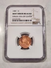 1989 Struck 25% Off Center Cent Lincoln Mint Error MS66 RD NGC