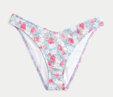Hollister Ribbed V-Front High-Leg Cheeky Bikini Bottom Women Size XS Floral NWT