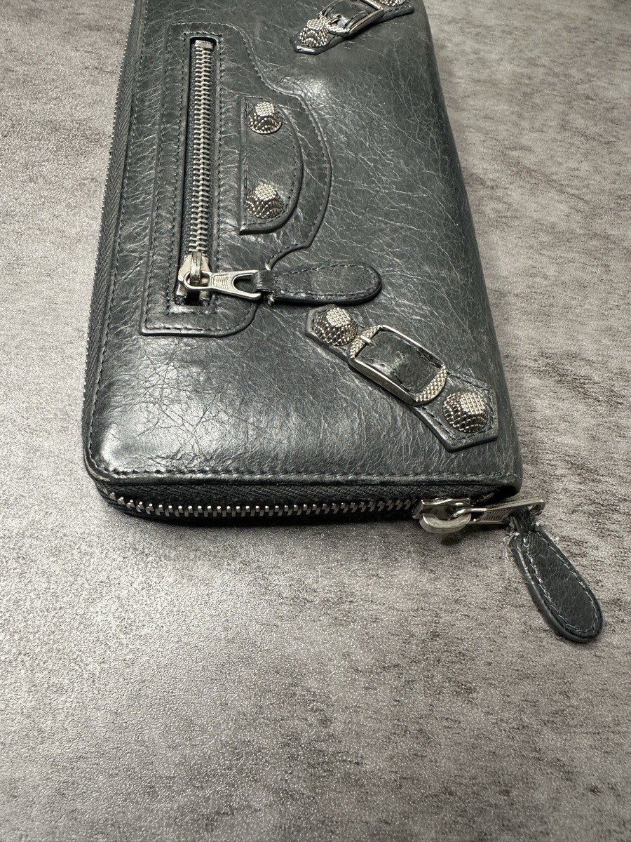 Authentic Balenciaga Anthracite Gray Giant Silver City Continental