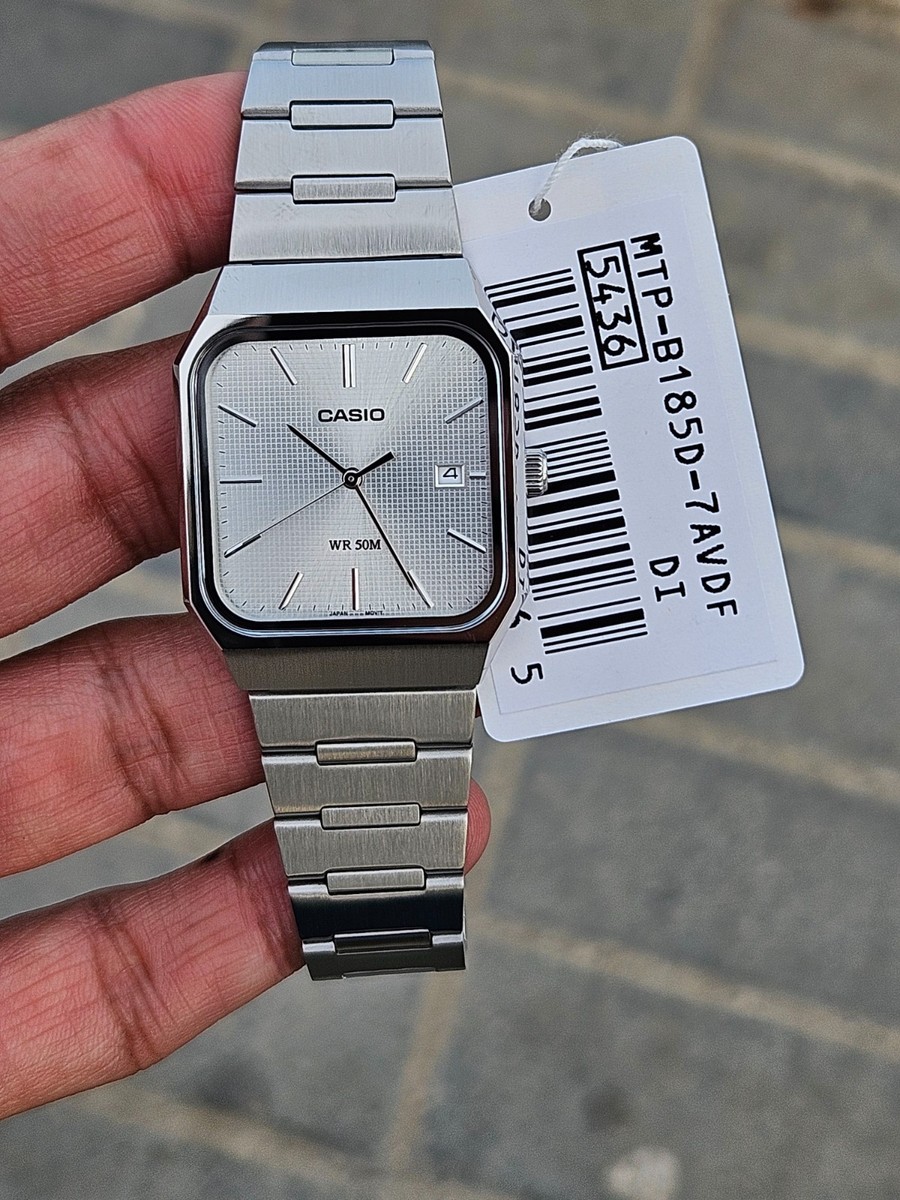 時計 CASIO MTP-B185D&1302D Casio MTP-B185D-7AVDF Men's Watch Silver Dial Stainless Steel Date