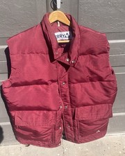 Vintage Gerry Cyclone Burgundy Down Vest Retro Zip Snap Sz L