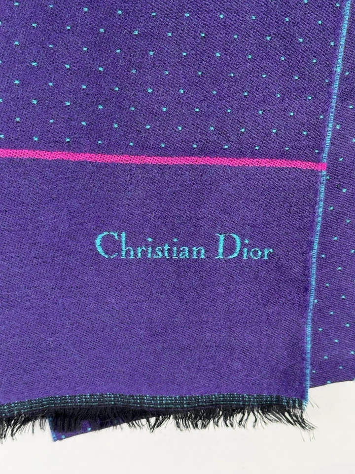 Bufanda Christian Dior Monsieur para hombre talla única verde púrpura 100 % lana Foto 2 de 4