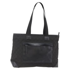 GUCCI GG Canvas Tote Bag Black Silver Auth ep11371