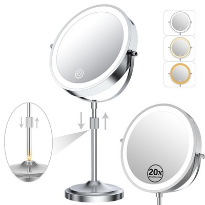 9 Magnifying Mirror with Lights 20X, Height Adjustable, Dimmable, Rechargeabl...