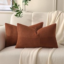 Lumbar Throw Pillow Covers 12x24 inch,Pack of 2 Soft 24" x 12" Pack of 2 Rust