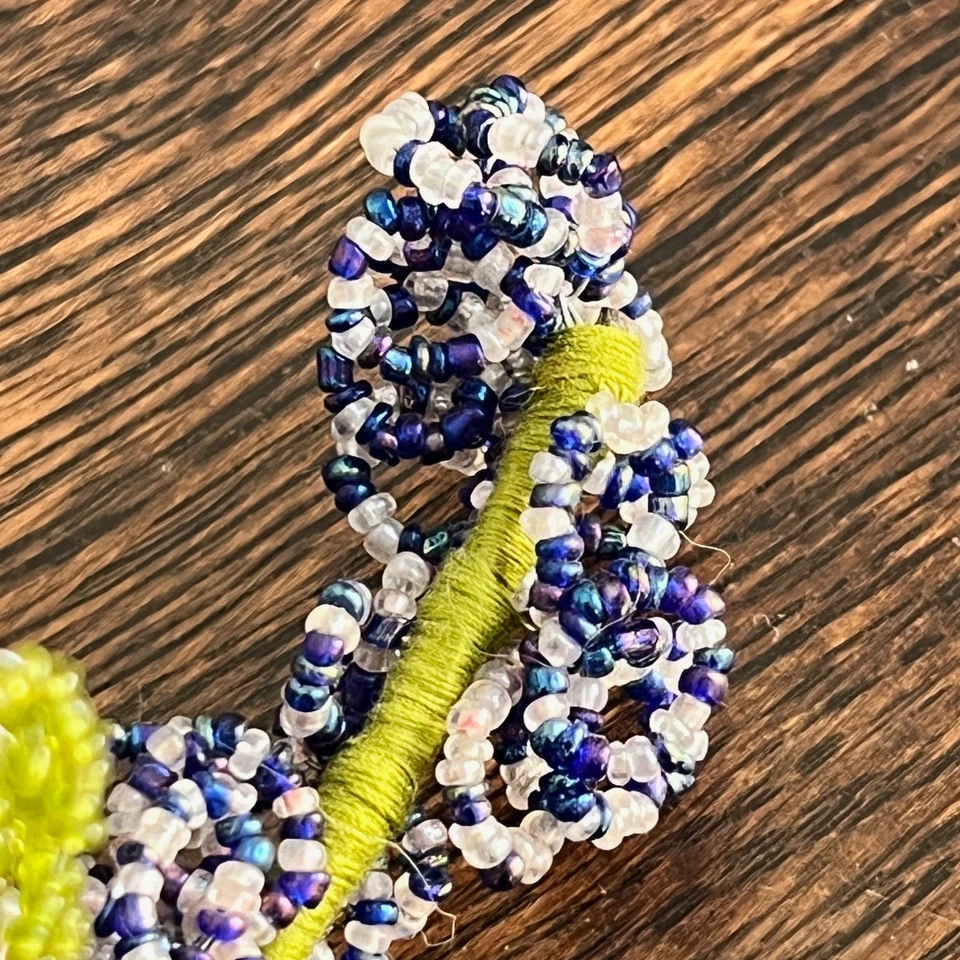 Винтажный букет из французского стекла бусина цветы лаванда и синий 7 стержней - Изображение 2 из 4