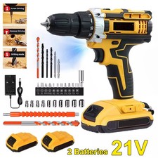 2 Battery Cordless Drill kit 21V Electric Screwdriver Combi Driver High Power