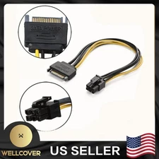 20CM 15 Pin SATA Power to 6 Pin PCIe PCI-e PCI Express Cable For Video Card