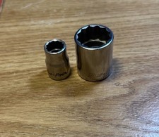 BLUE-POINT BY SNAP ON Lot Of 2 Shallow Sockets,3/8" Drive, “12pt (3/8” & 11/16”)