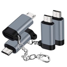 USB C to Micro Adapter, 4-Pack Type C Female Male Grey