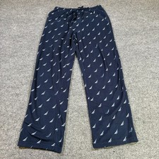 Nautica Mens Sleepwear Pajama Pants M Navy Blue Sailboat Print Lounge Pants