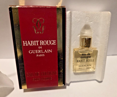 Habit Rouge by Guerlain 4 ml/ 0.13 oz Eau De Cologne Splash - Vintage Mini