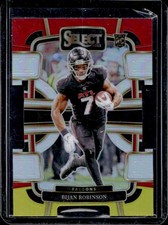 2023 Panini Select Bijan Robinson RC Red and Yellow Prizm Die Cut Concourse #4