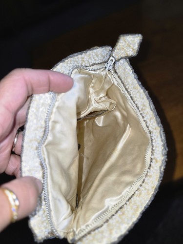 Vintage DORMAR Beaded Lined Pastel Embellished Floral Purse Evening Bag Clutch - Picture 8 of 10