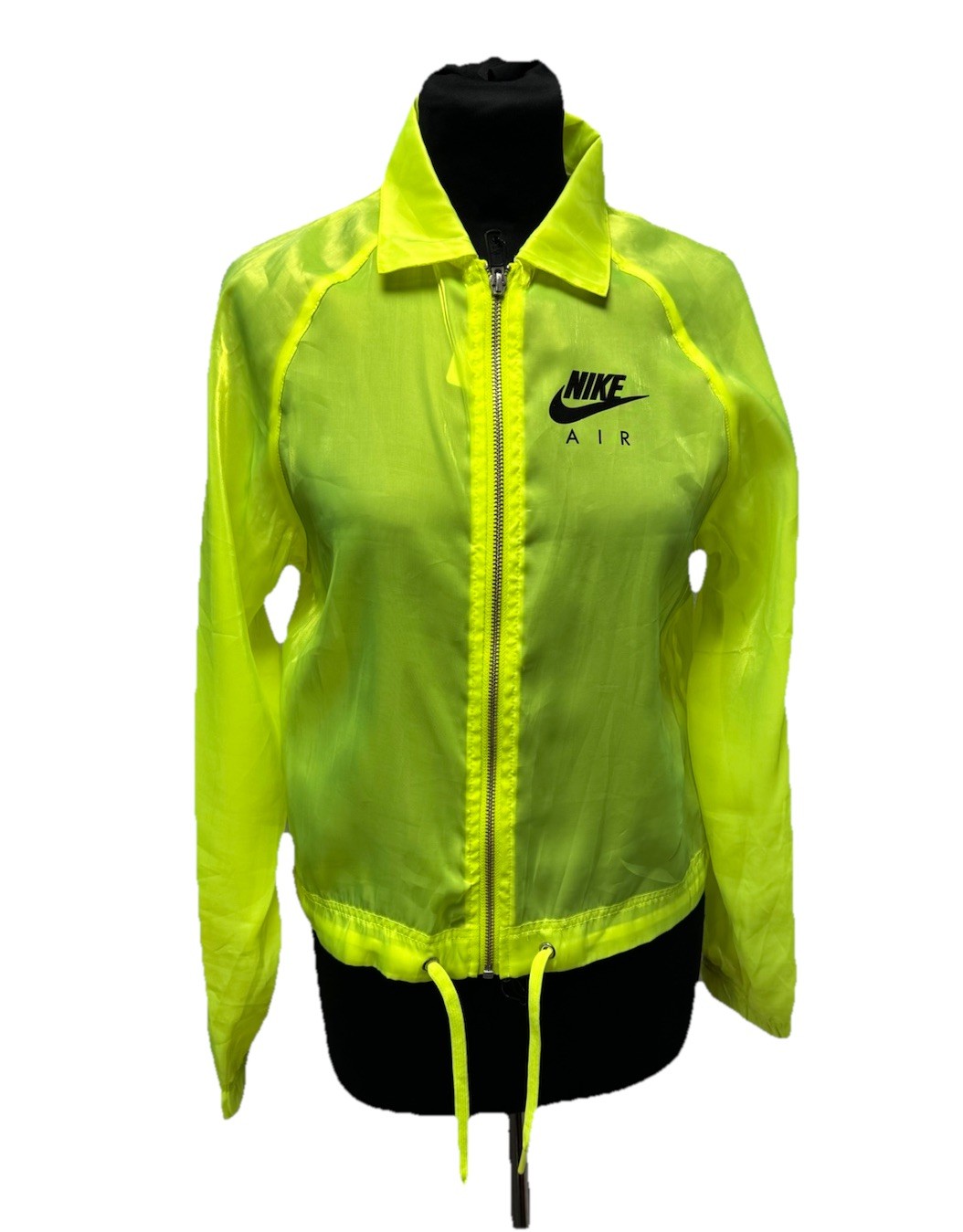 SACAI X NIKE Cardigan giacca donna Nike Air giallo fluo verde trasparente con zip taglia XS NUOVO