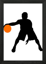Silhouettes of basketball Framed Wall Art Poster Canvas Print Picture