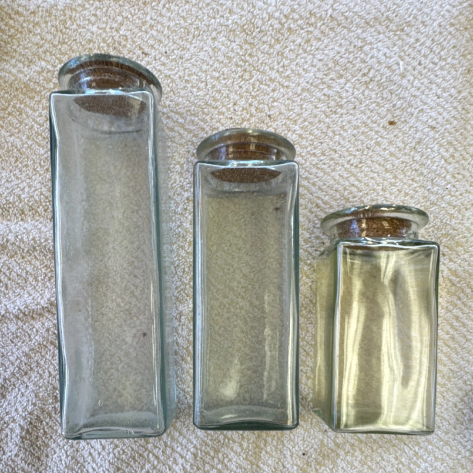 Clear Glass Rectangular Storage Jars with Cork Lids, 3-Piece Set, 8/6/5 in
Opens in a new window or