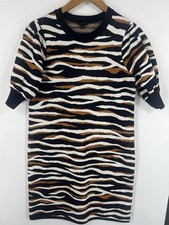 Ann Taylor Sweater Dress womens Animal Printed Puff Sleeve Knit Size Small