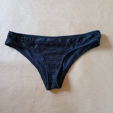 Hollister Swimsuit Bikini Bottom Medium Black Cheeky Crochet Swimwear