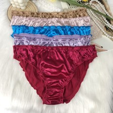 5 PCS Women Satin Panties Ladies Briefs Underwear Nylon High Cut Lingeries