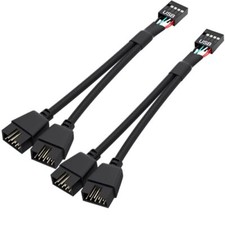 2 Pack Motherboard 9 Pin USB 2.0 to Dual 9 Pin Extension Splitter, Motherboard
