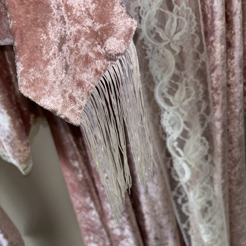 Hopeless Romantic Velvet Velour Pink Lace Victorian Look Dress Size L Scarf NWT - Picture 4 of 9