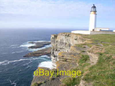 Photo 6x4 Cliffs and lighthouse at Noup Head Loch of the Stack  c2008
