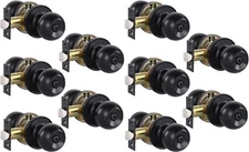 Privacy Door Knobs for Bed and Bath - Ball, Matte Black Interior Keyless 10 Pack