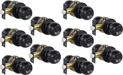 #ad Privacy Door Knobs for Bed and Bath Ball Matte Black Interior Keyless 10 Pack $69.99