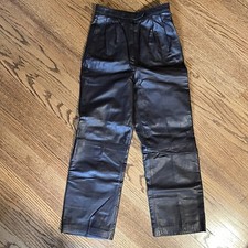 Vintage 80s pleated leather high waisted pants chocolate brown West Bay size 4