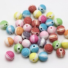 250 White with Mixed Color Acrylic Corrugated Ball Spacer Beads 6mm Craft DIY
