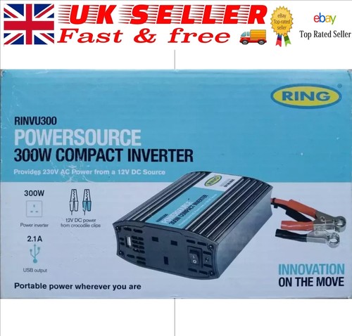 Inversor Ring 12v 300W + 2A USB Alimentación Coche para 240V TV Portátiles Nevera RINVU300 - Imagen 1 de 5