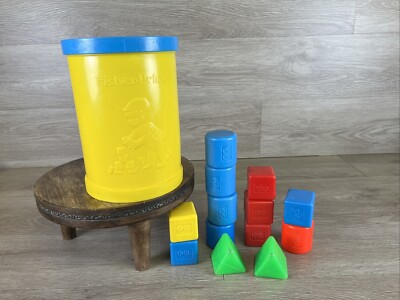 Vintage Fisher Price Shape Sorter Toy Yellow Blue Green Red Cylinder Cube 1977