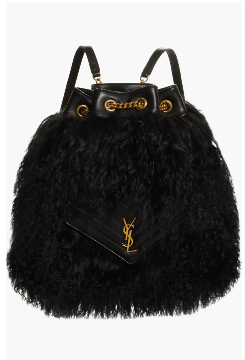 Zaino Yves Saint Laurent trapuntato pelle di agnello shearling joe zaino borsa