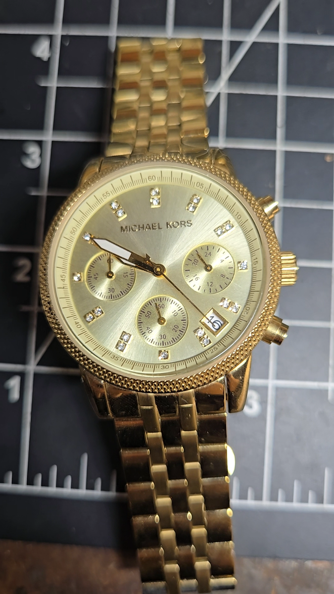Michael Kors Ritz Gold-Tone Steel Chronograph Champagne Dial