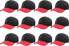 Gelante Plain Blank Baseball Caps Adjustable Back Strap One Size Black Red