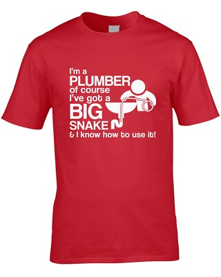 Klempner Herren T-Shirt lustig Geschenk Arbeit Klempner große Schlange unhöflicher Witz Job für ihn