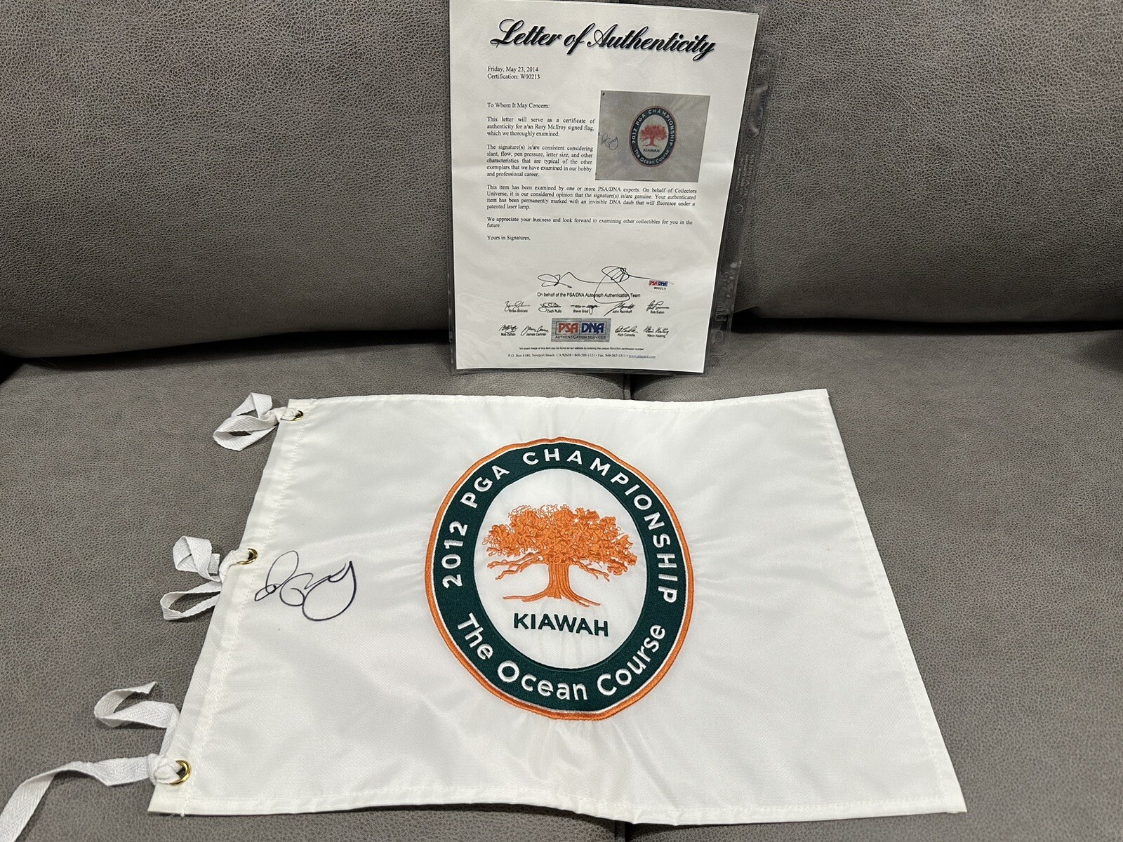 Rory McIlroy Autographed Signed 2012 Kiawah PGA CHAMPIONSHIP STITCHED flag PSA/DNA COA LOA 
