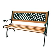 PANCHINA PANCA DA GIARDINO ESTERNO ROMBO IN LEGNO E GHISA 125X52 H74