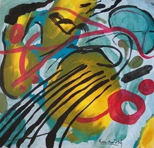 Wassily Kandinsky Signed Abstract Expressionist Oil Painting onCanvas-RussianArt