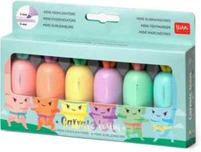 Legami Mini Highlighters Set of 6 Carrate Team Fun Carrot Edition Water Based