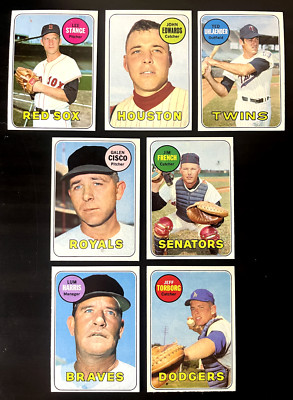 1969 Topps Baseball 7-card Lot Near-Mint or Better with Great Centering