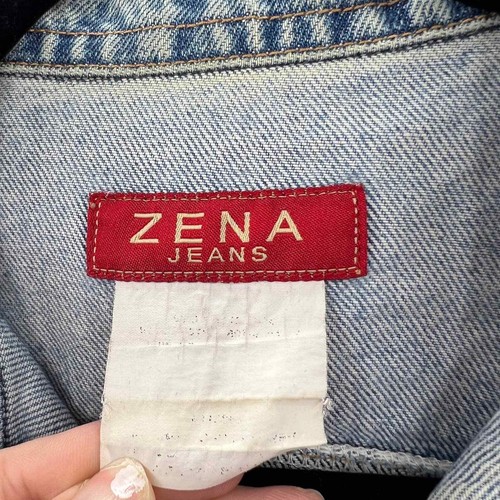 Zena Jeans Medium Wash Short Jean Jacket Long Sleeve Button Front Vintage Small - Picture 4 of 5